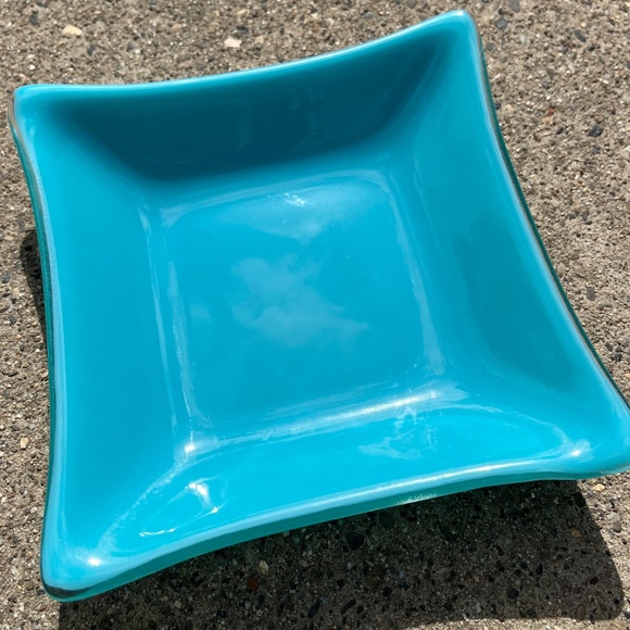 Turquoise Glass Trinket Decorative Dish Square - Picture 3 of 10